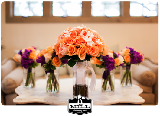 Purple and Apricot Bouquets